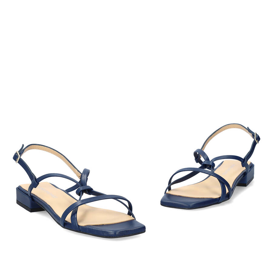 Flat navy leather sandals 