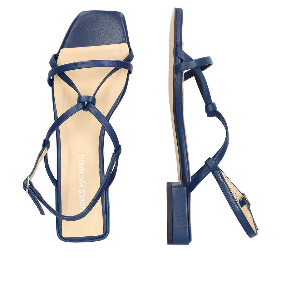 Flat navy leather sandals 