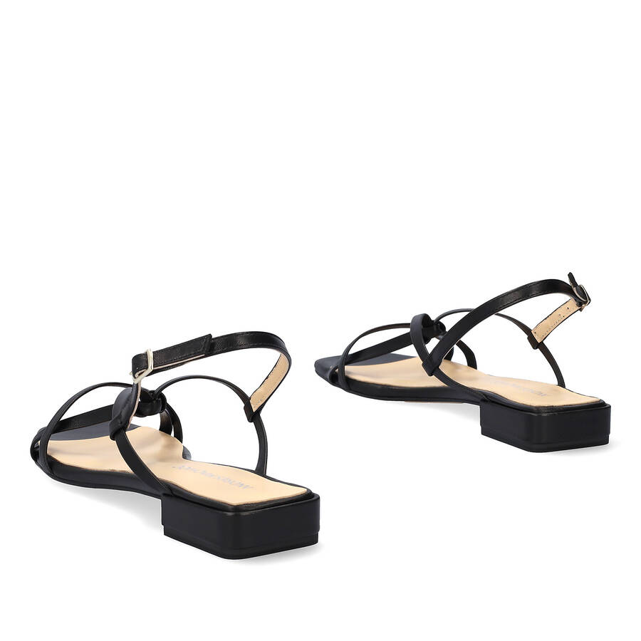 Flat black leather sandals 