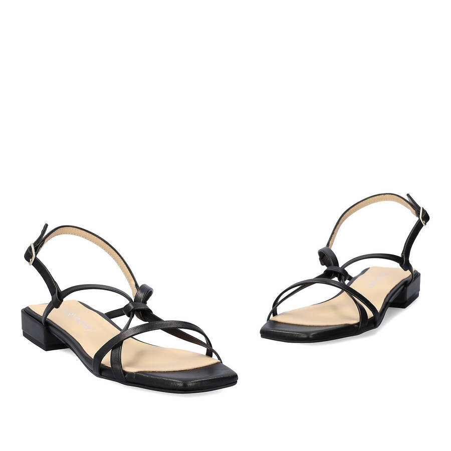 Flat black leather sandals 