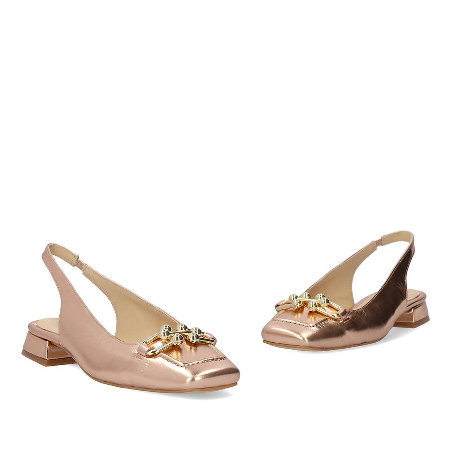 Flat slingback loafer in pink leather 