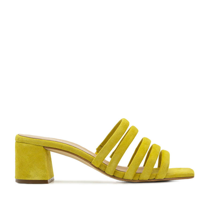 Strappy Mules in Yellow Leather 