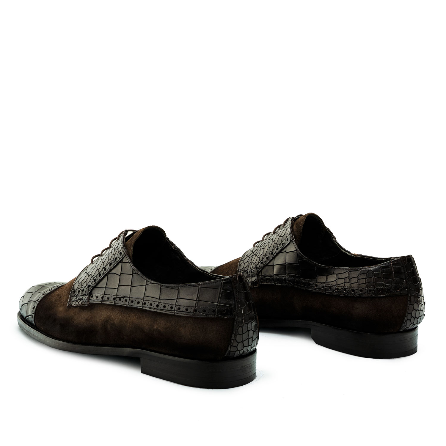 Men's Blucher Shoes in Brown Croc 