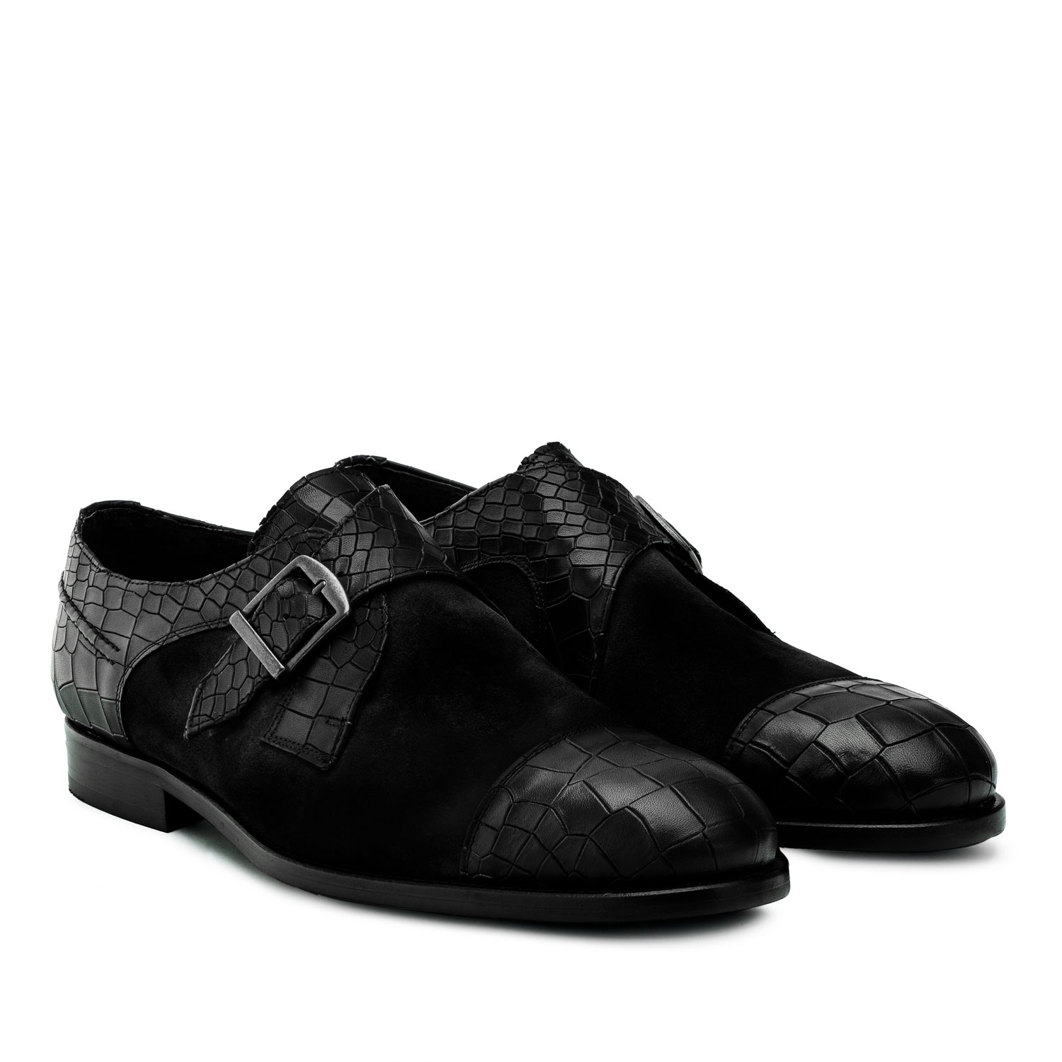 Chaussures pour hommes de style Monk en daim noir 