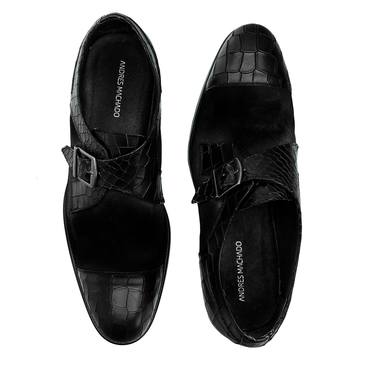 Chaussures pour hommes de style Monk en daim noir 