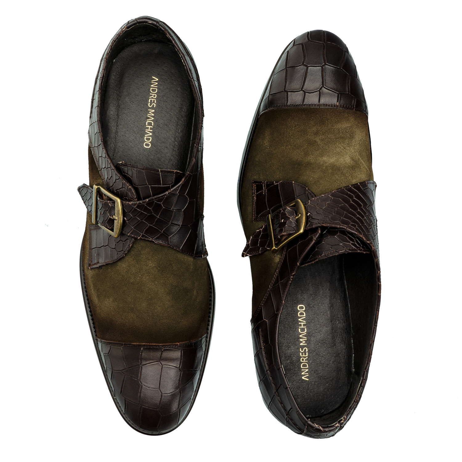 Men's Monk Shoes in Croc Split leather 