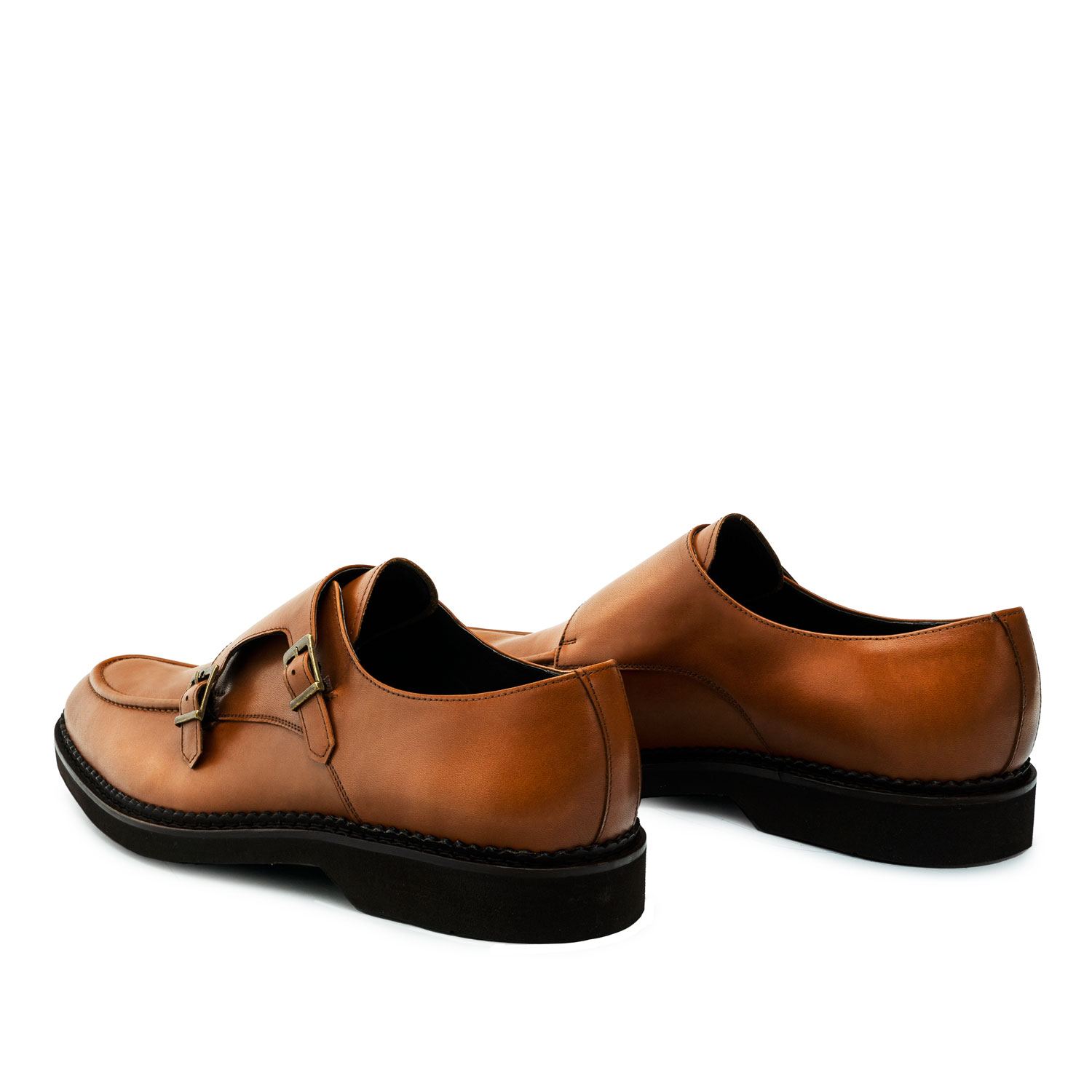 Zapato Monkstrap en piel color cuero 