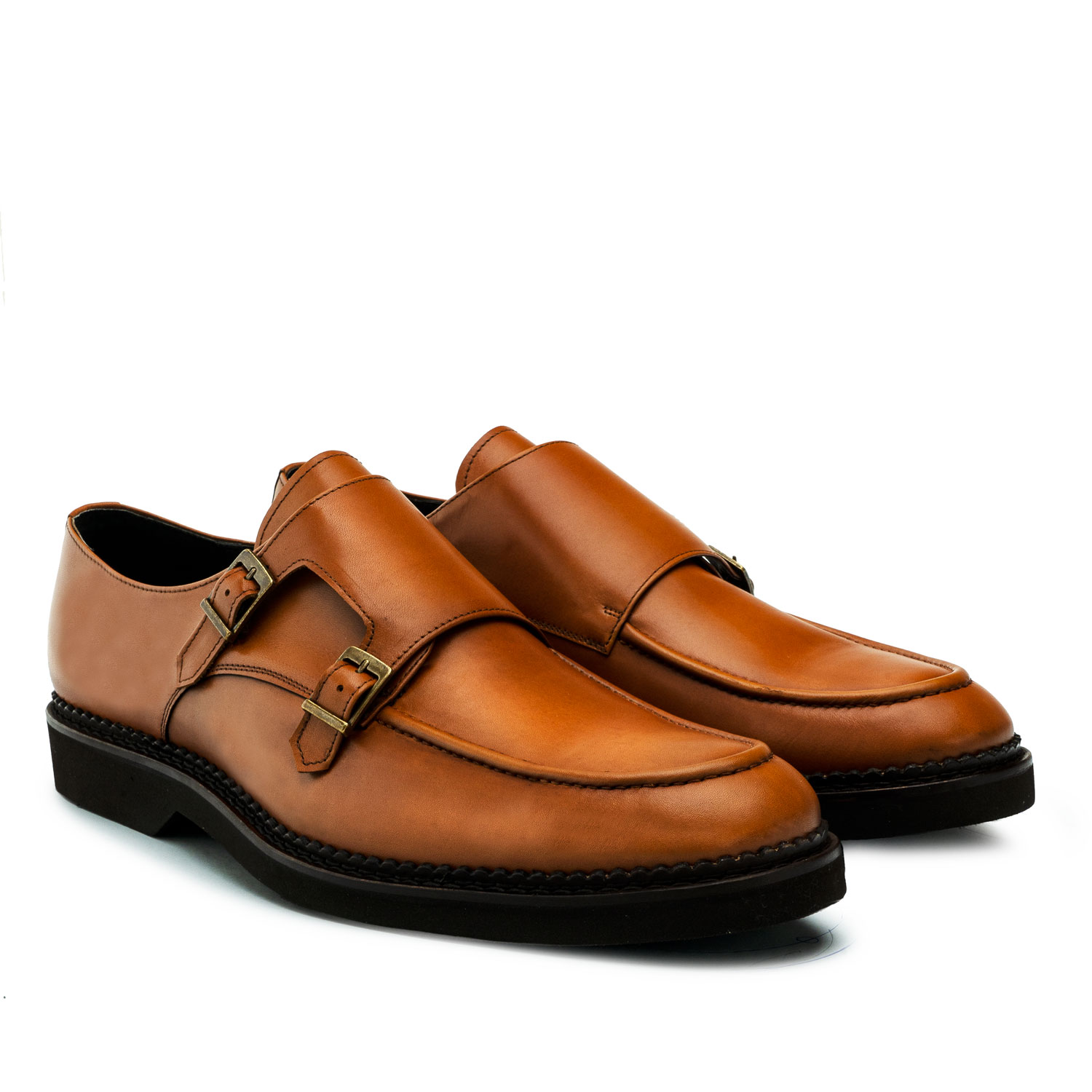 Monkstrap Shoes in Brown Leather 