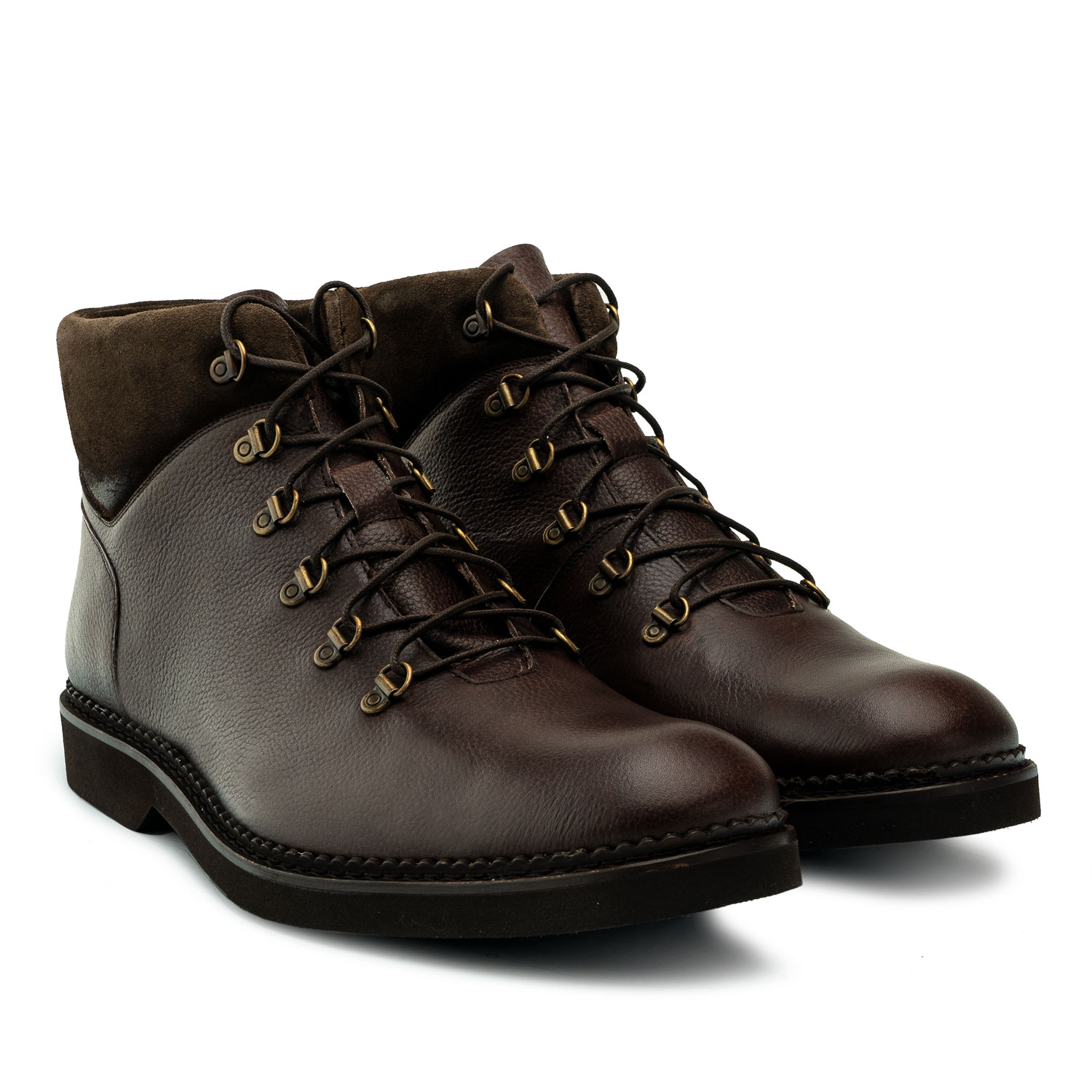 Men's Booties in engraved Brown Leather 