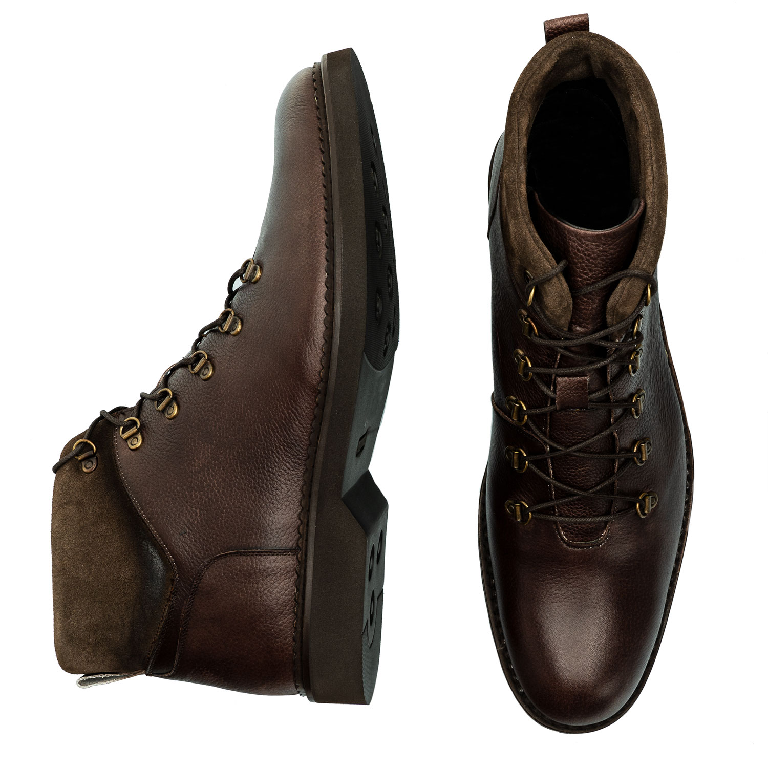 Men's Booties in engraved Brown Leather 