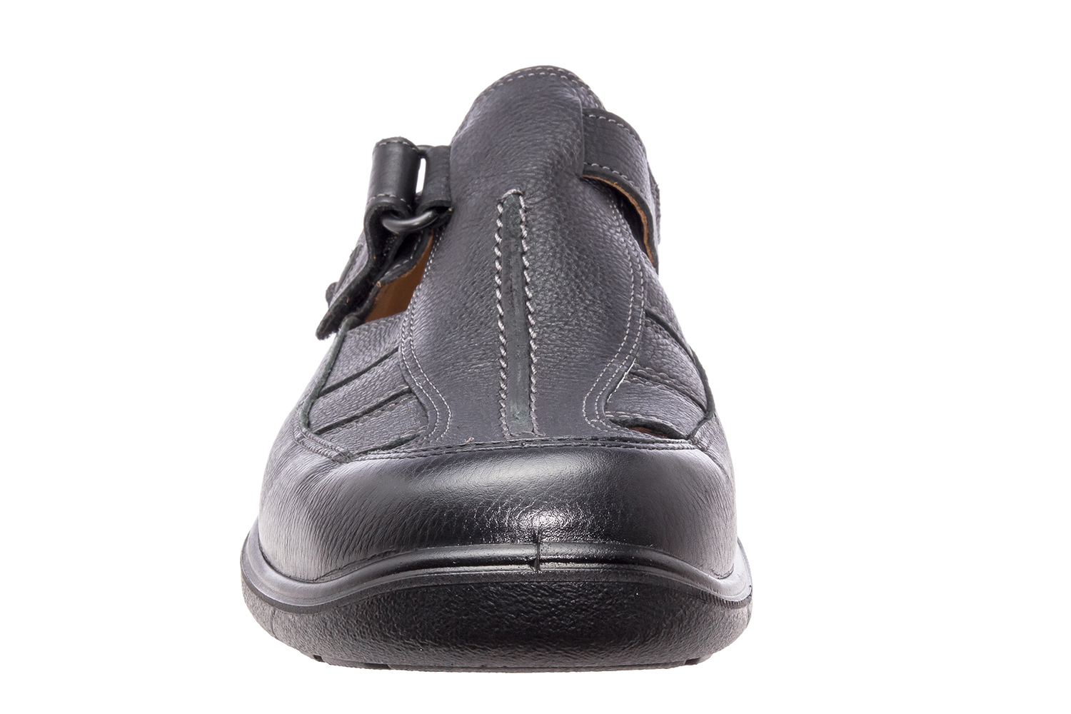 Mens Black Leather Shoes with velcro closure - Men's Shoes ...