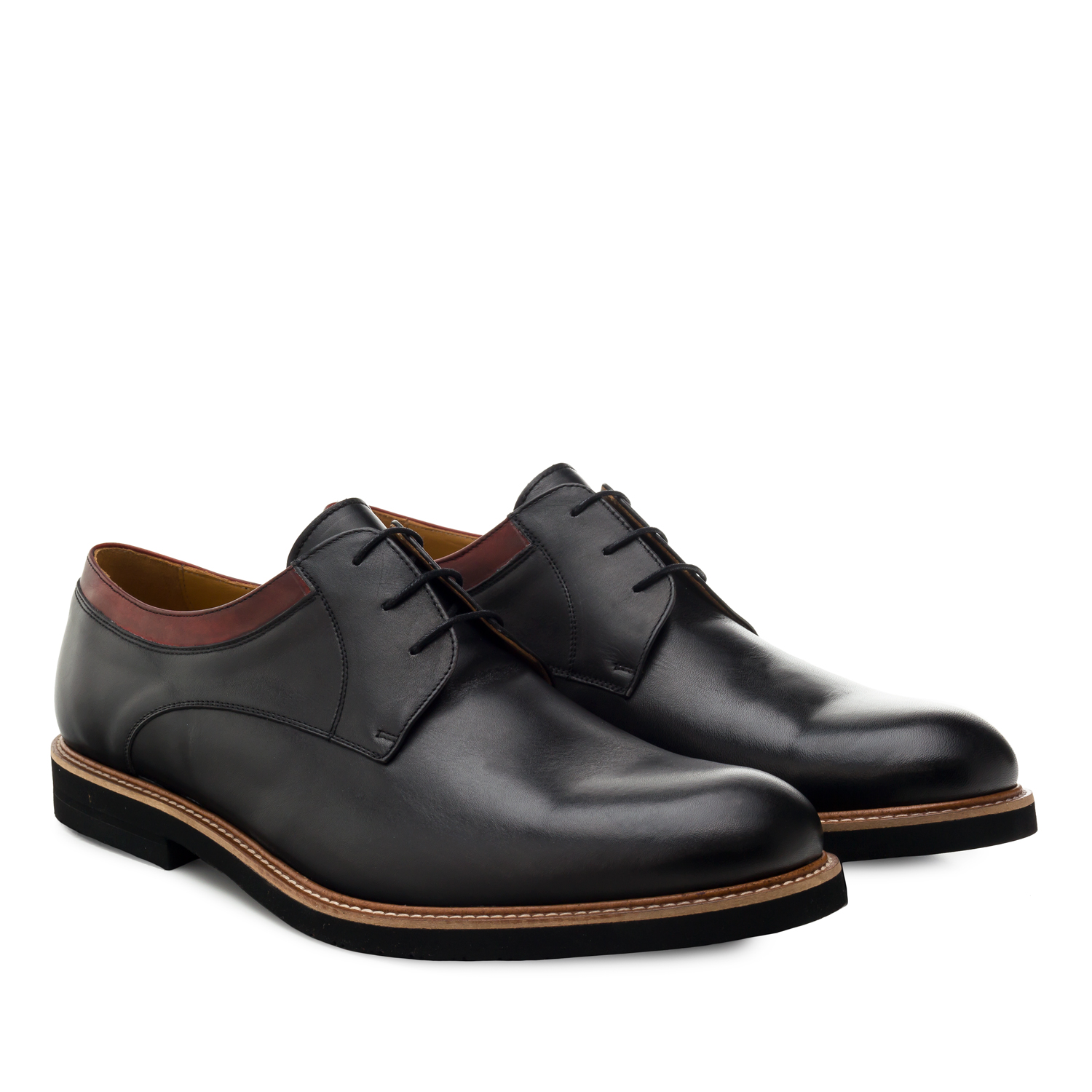 Chaussures Style Blucher en Cuir Noir 