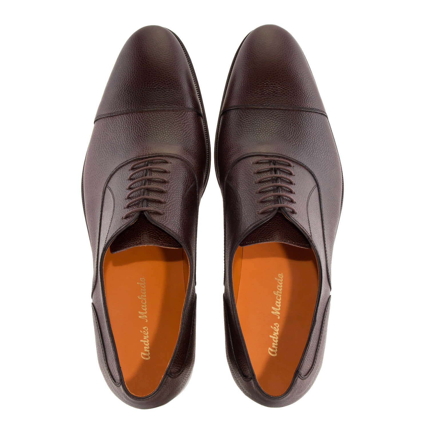 Oxford style Shoes in Dark Brown Grained Leather - Men, Dress shoes ...