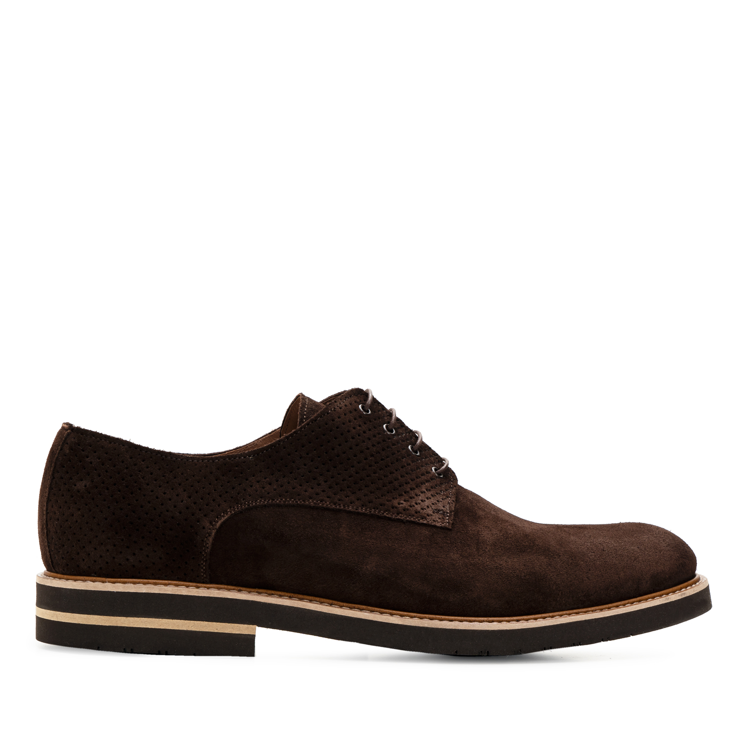 Men's Oxford Shoes in Brown Split Leather 