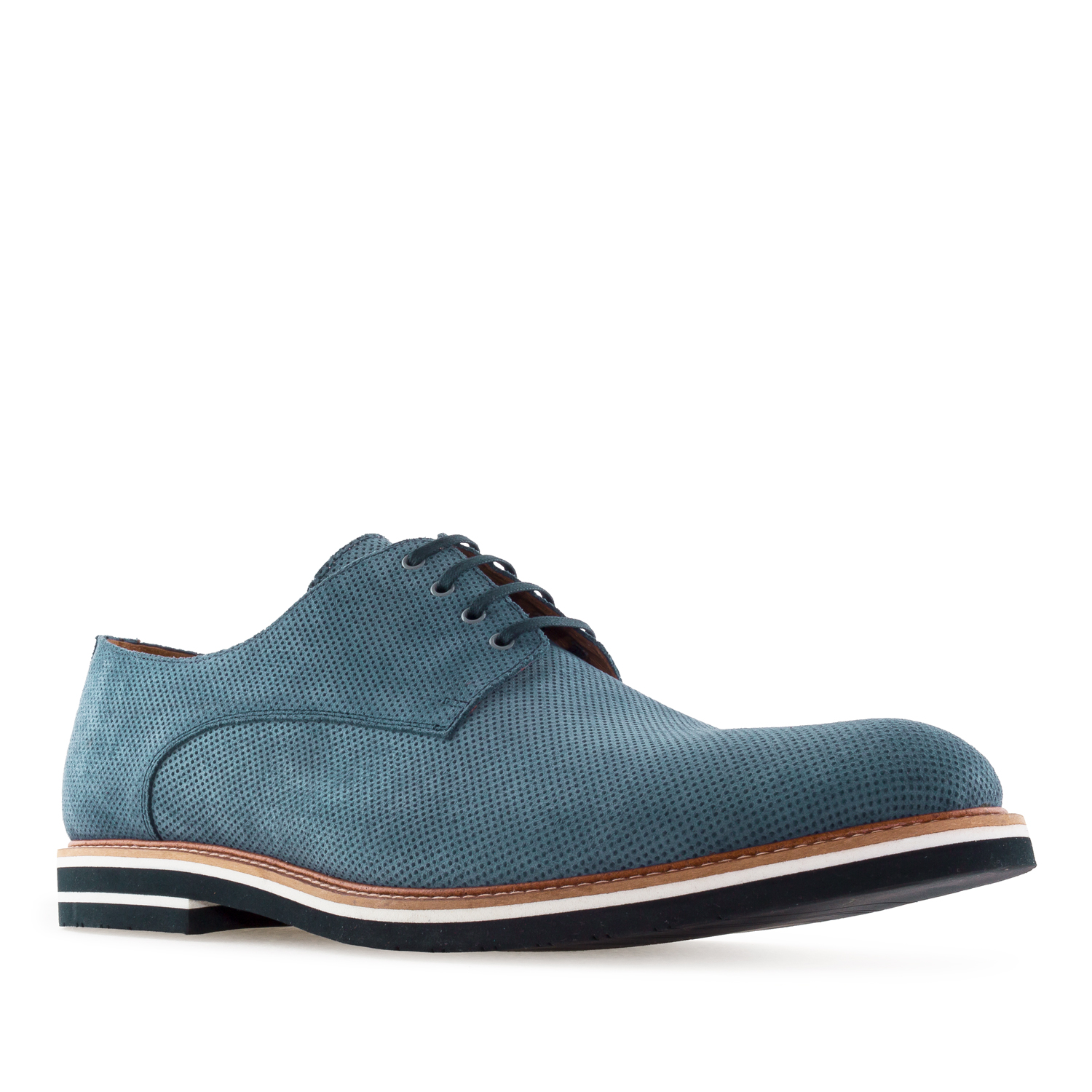 Men's Oxford Shoes in Blue Split Leather 