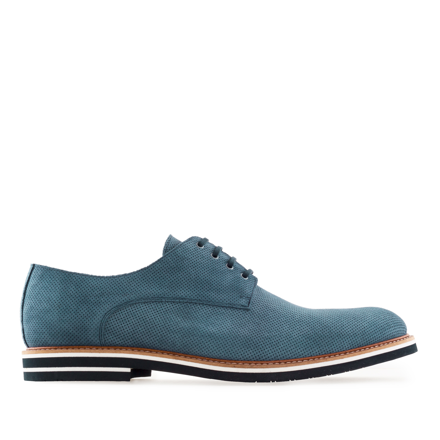 Men's Oxford Shoes in Blue Split Leather 