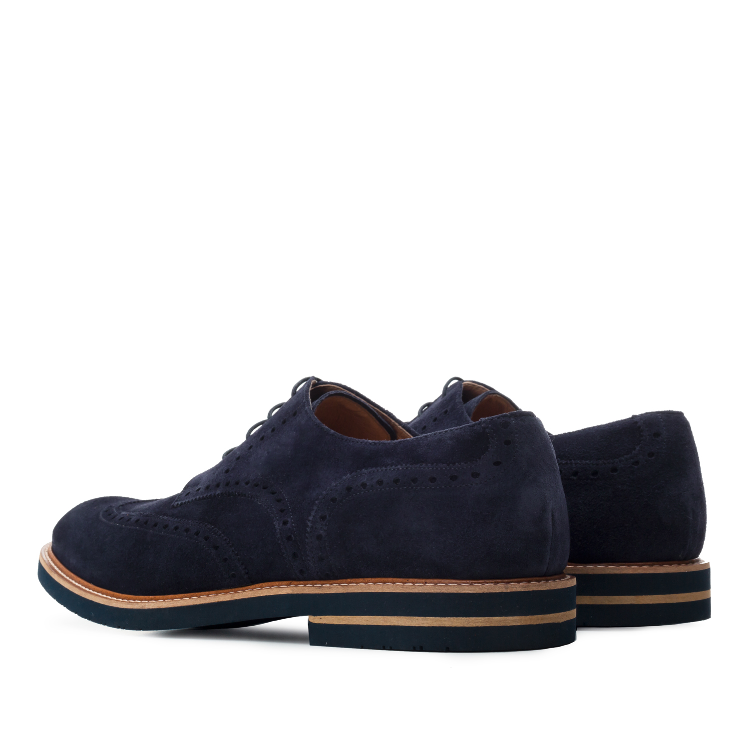 Oxford Shoes in Navy genuine Split Leather 