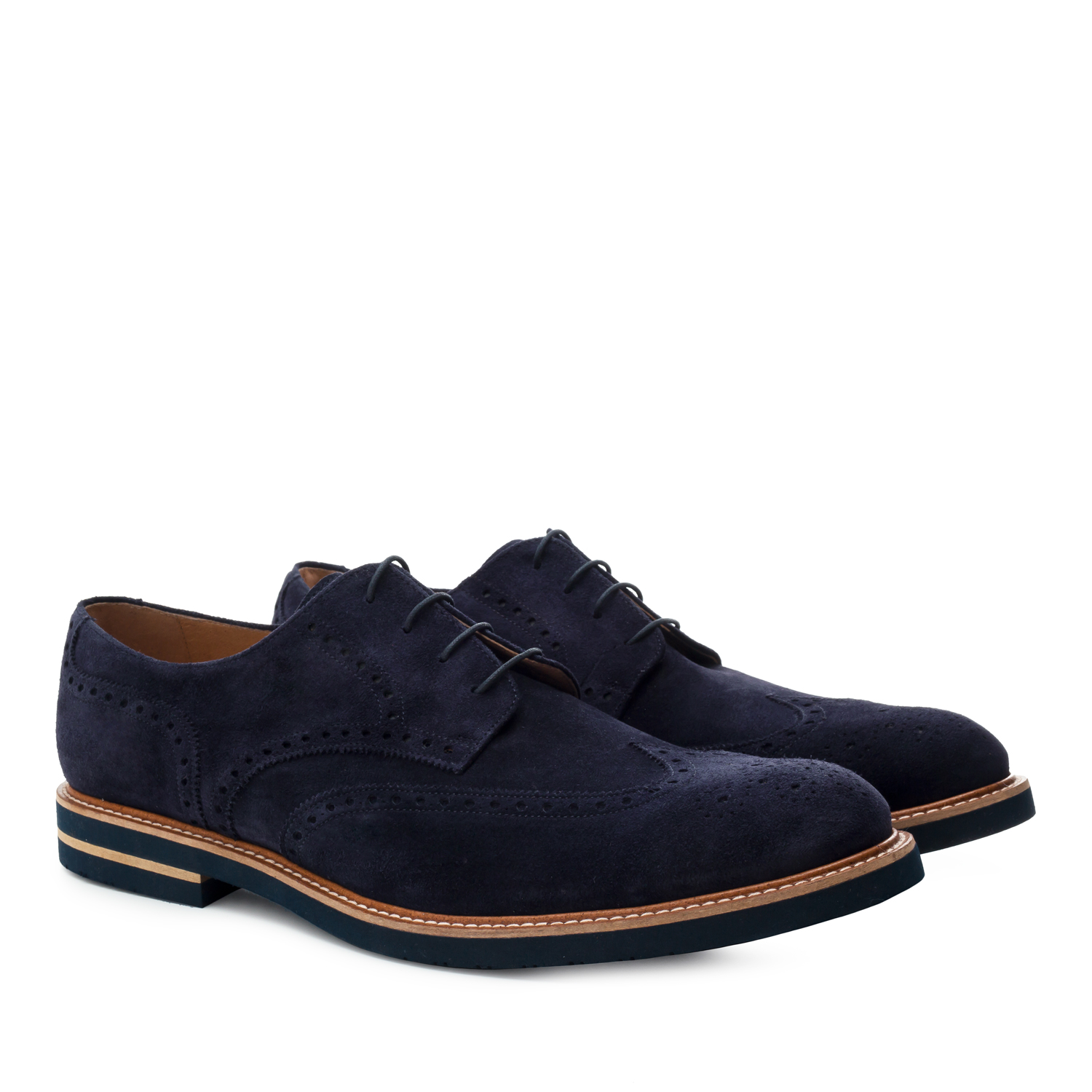 Oxford Shoes in Navy genuine Split Leather 