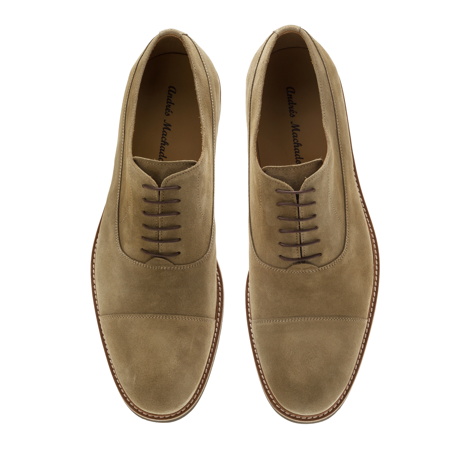 Oxford Shoes in Beige Split Leather 