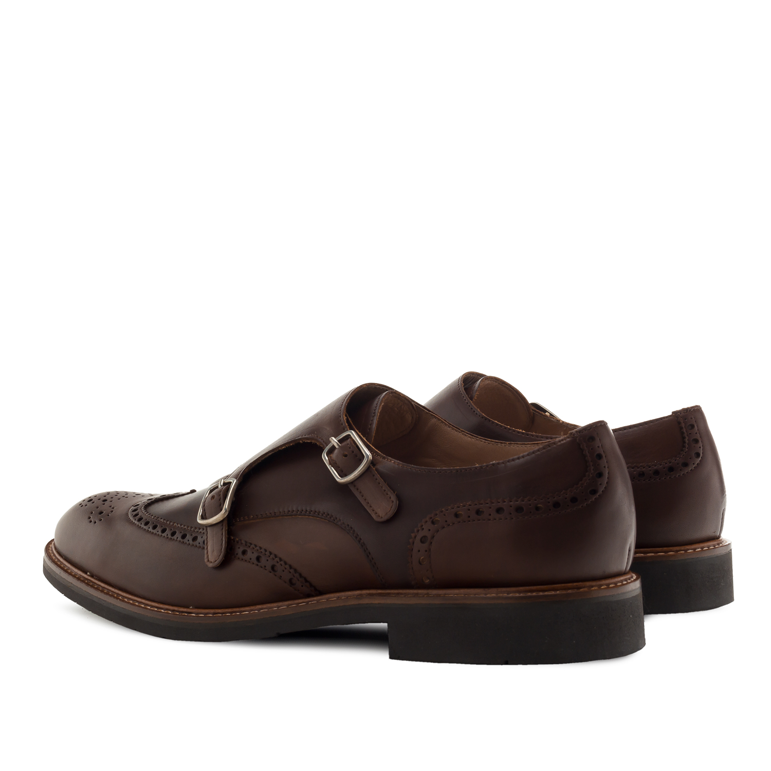 Monk Shoes in Brown Leather 