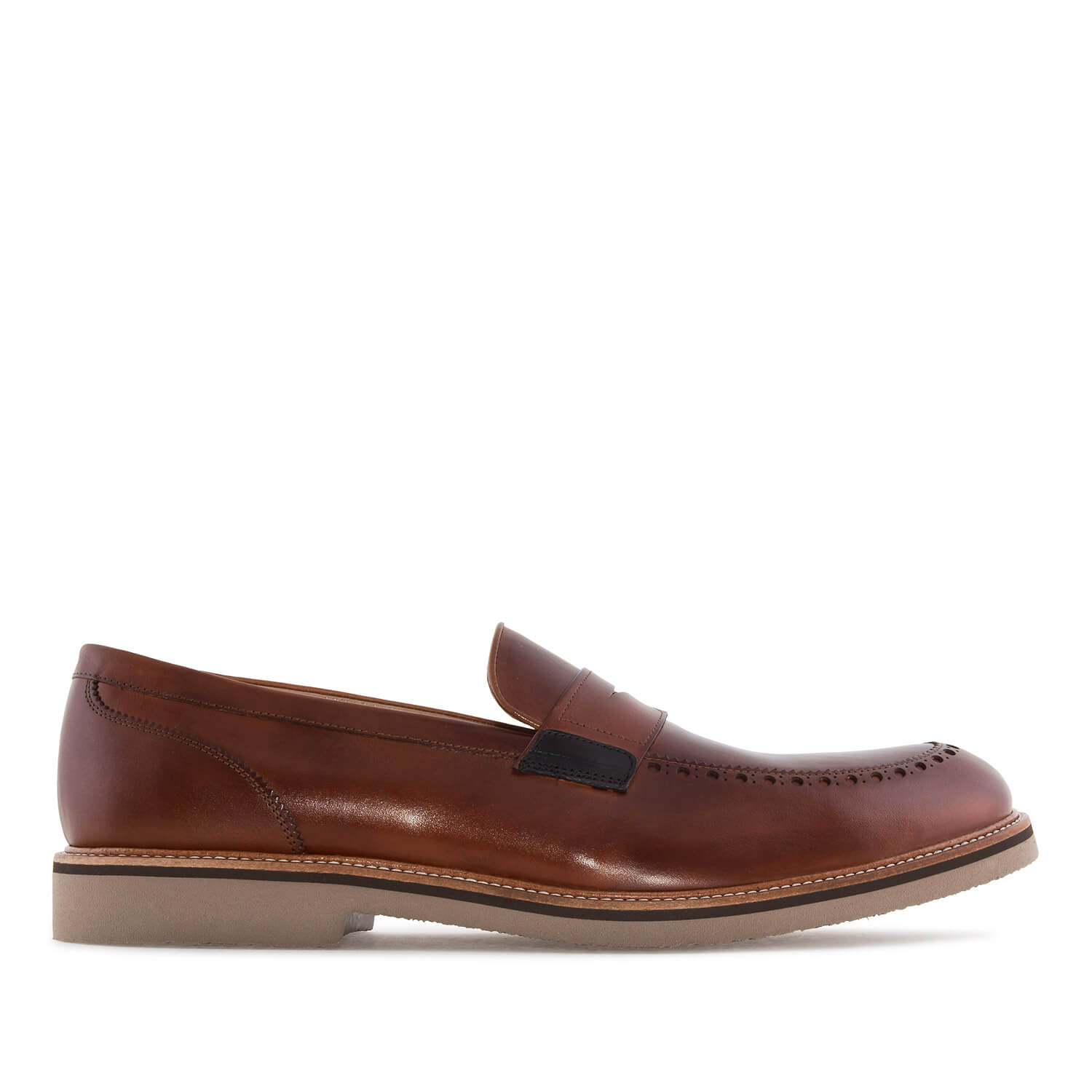 Men's Moccasins in Mahogany coloured Leather 