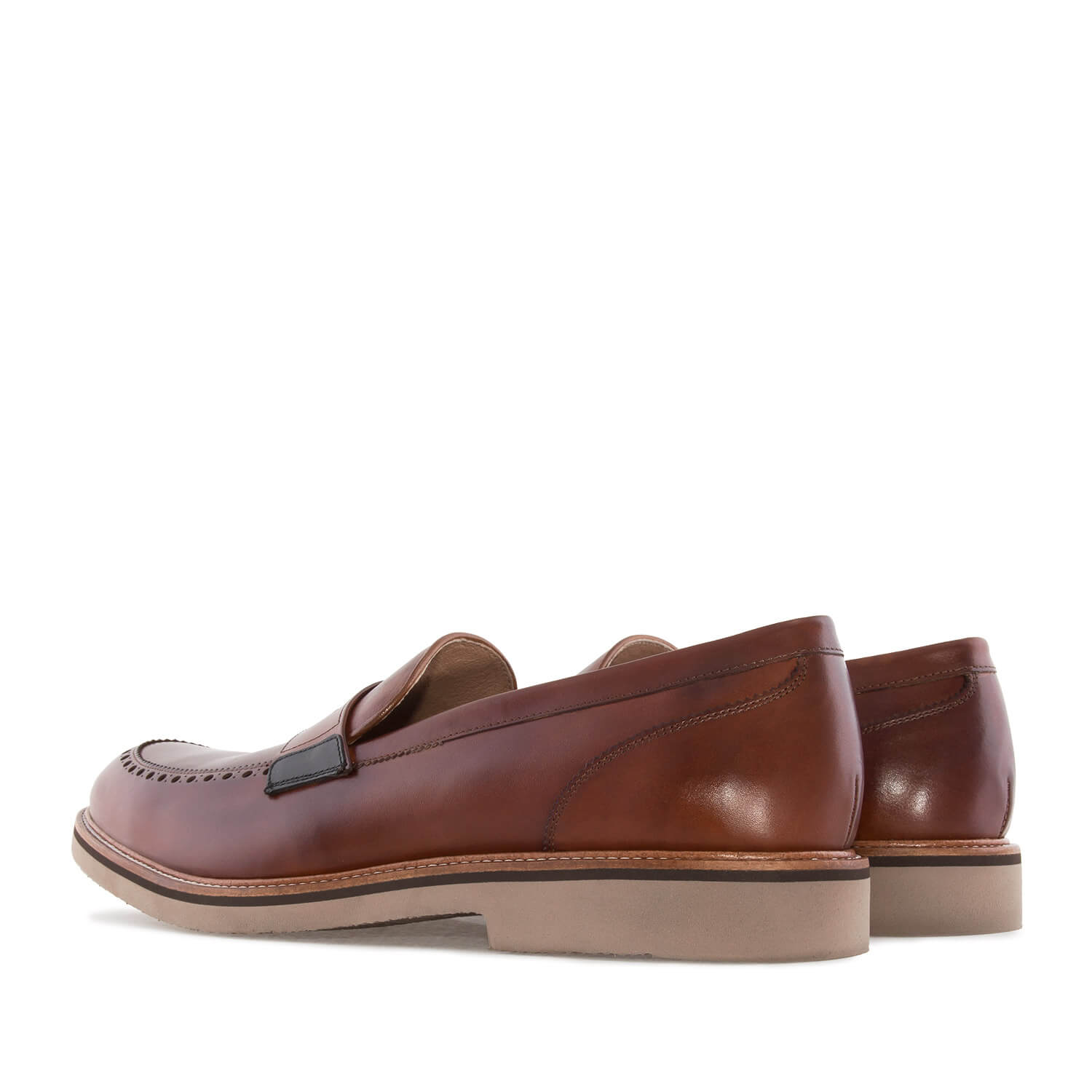 Men's Moccasins in Mahogany coloured Leather 
