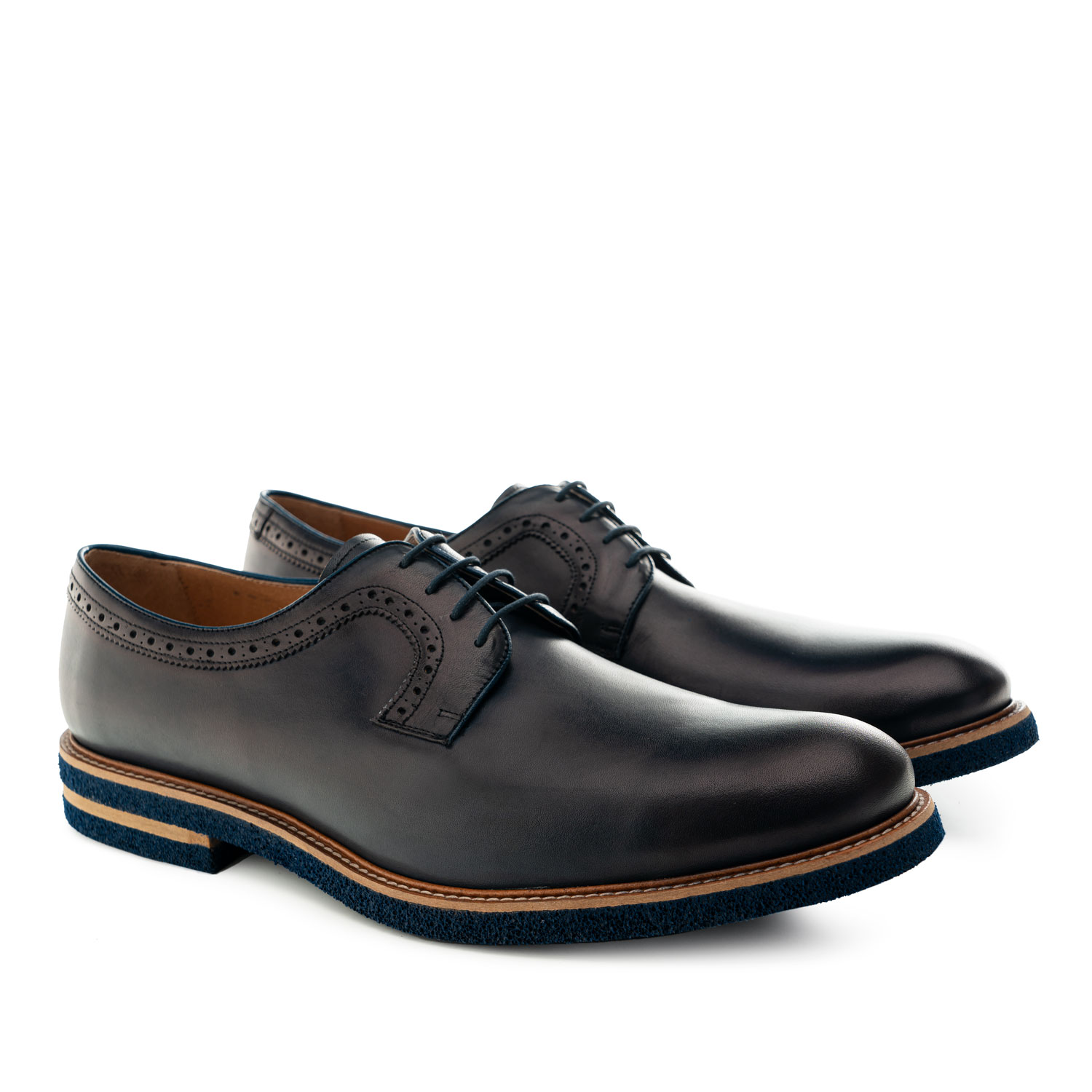 Chaussures pour Hommes style Oxford en cuir Bleu Marine 