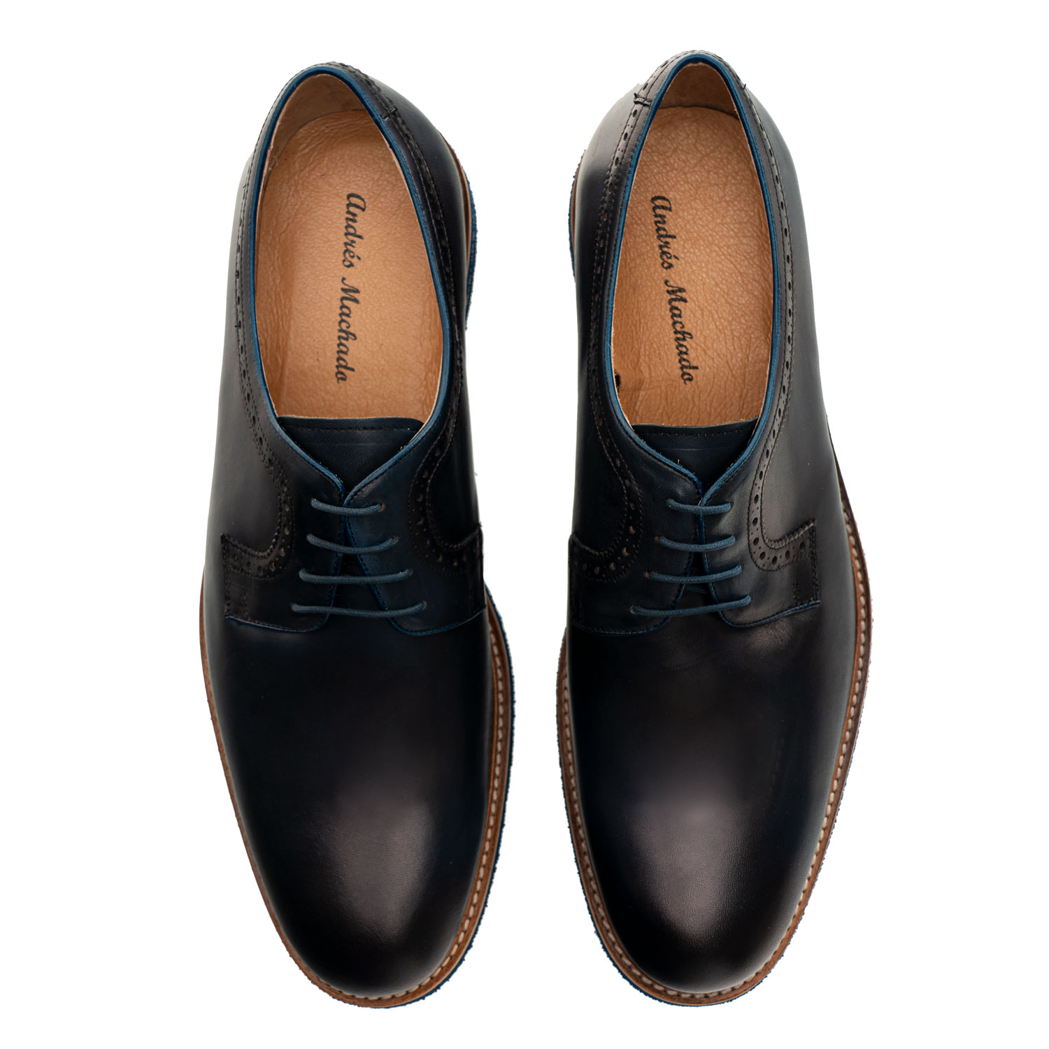 Skórzane buty w stylu Oxford w kolorze Granatowym 