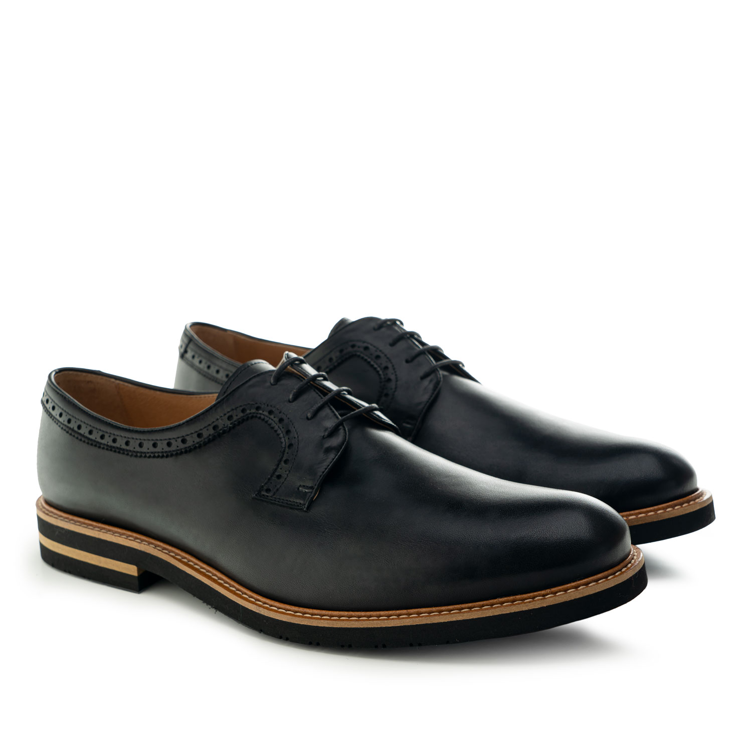 Skórzane buty w stylu Oxford w kolorze Czarnym 
