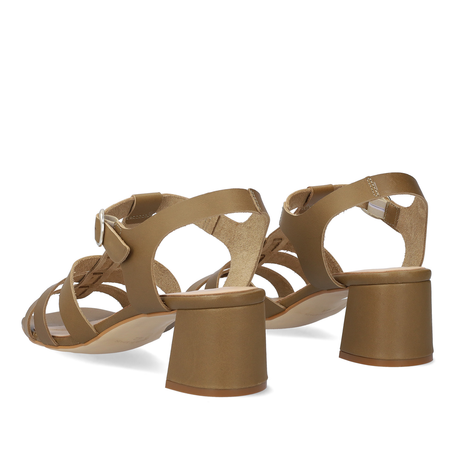 Kaki leather heeled sandals 