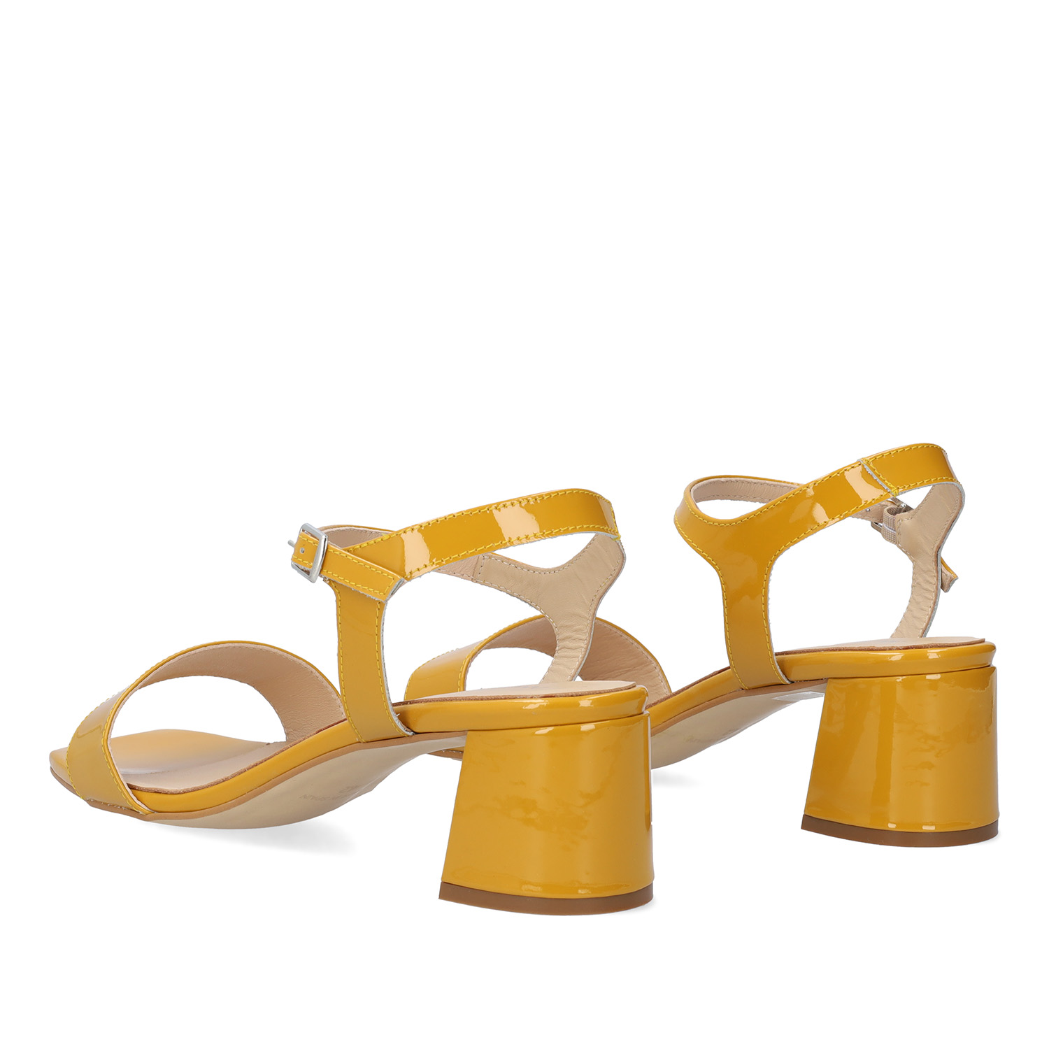 Mustard patent sandals 