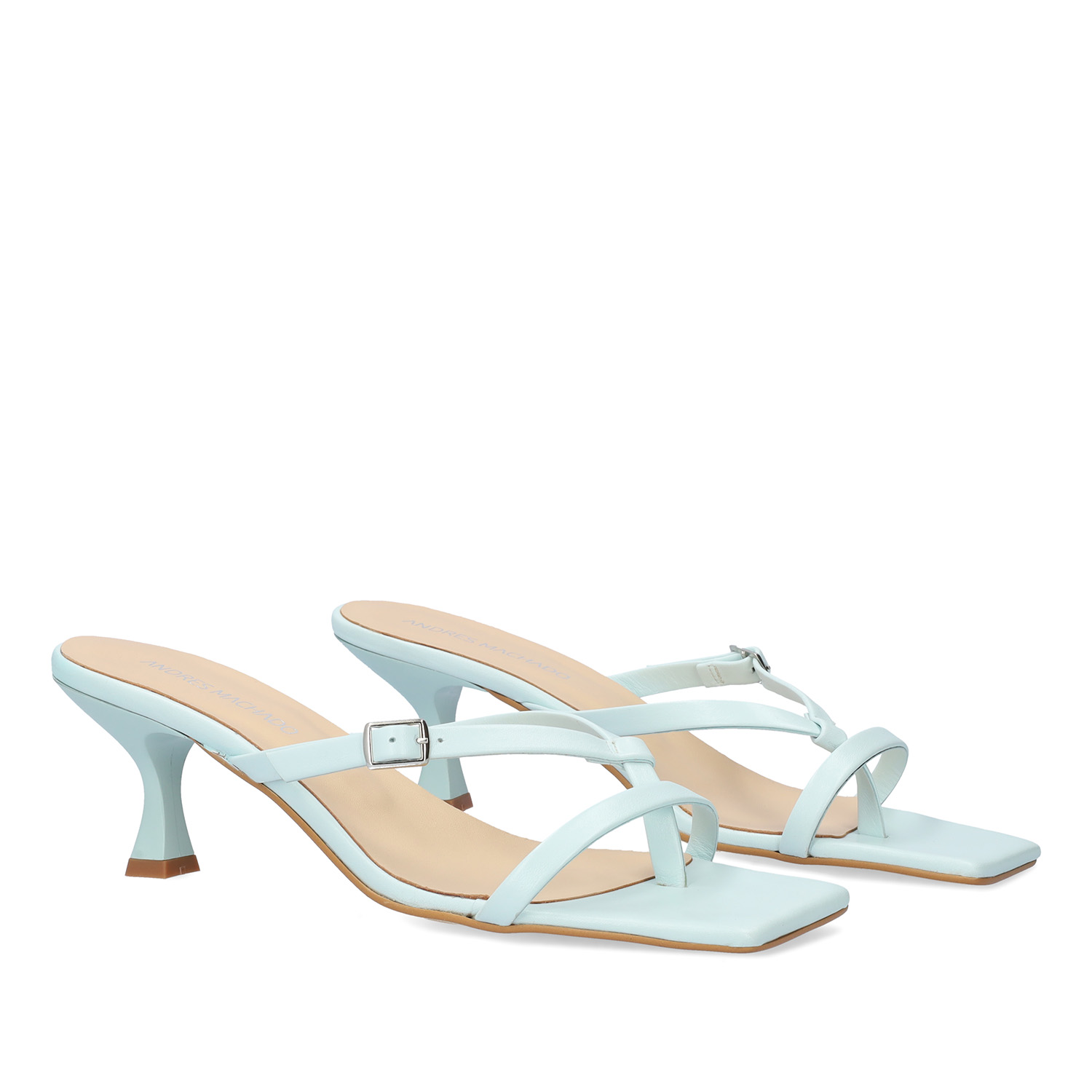 Blue leather heeled sandals 
