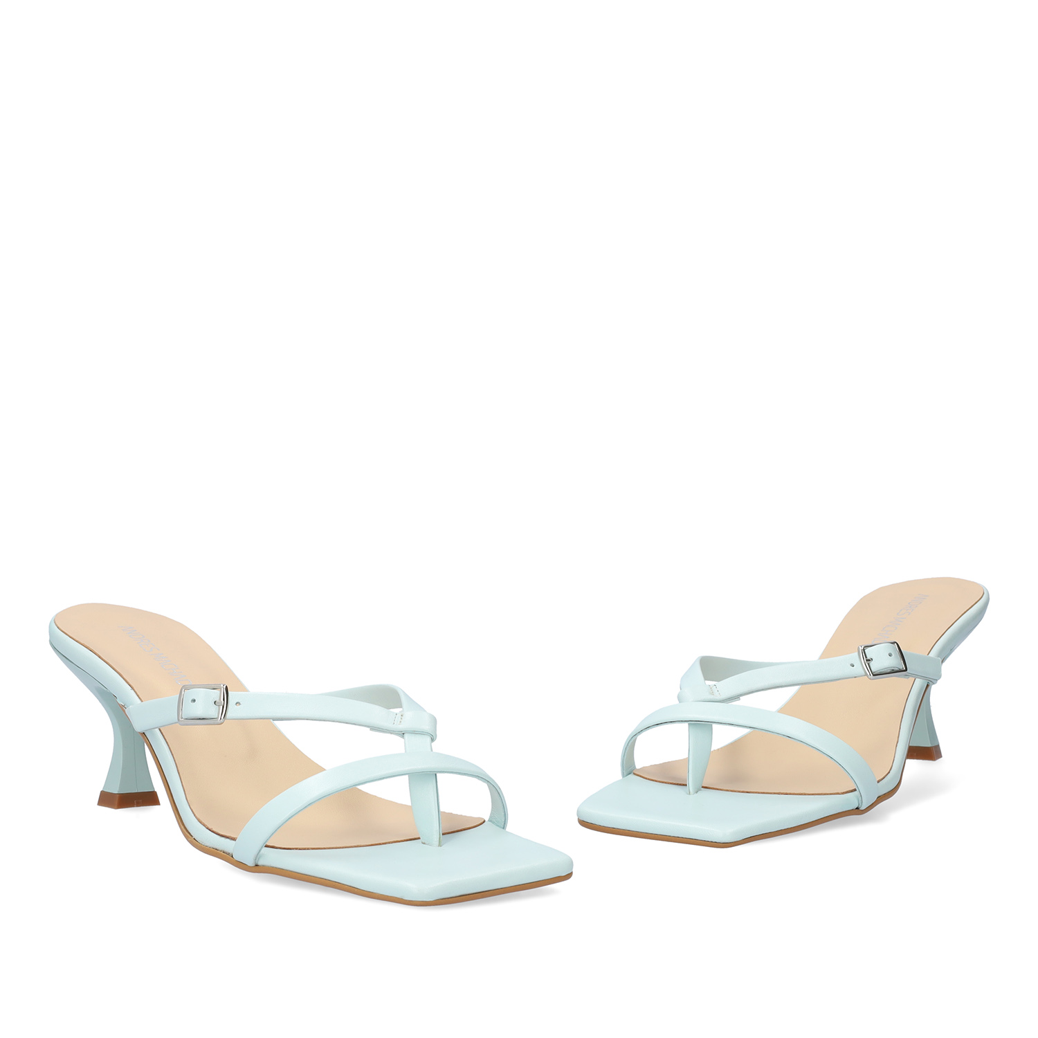 Blue leather heeled sandals 