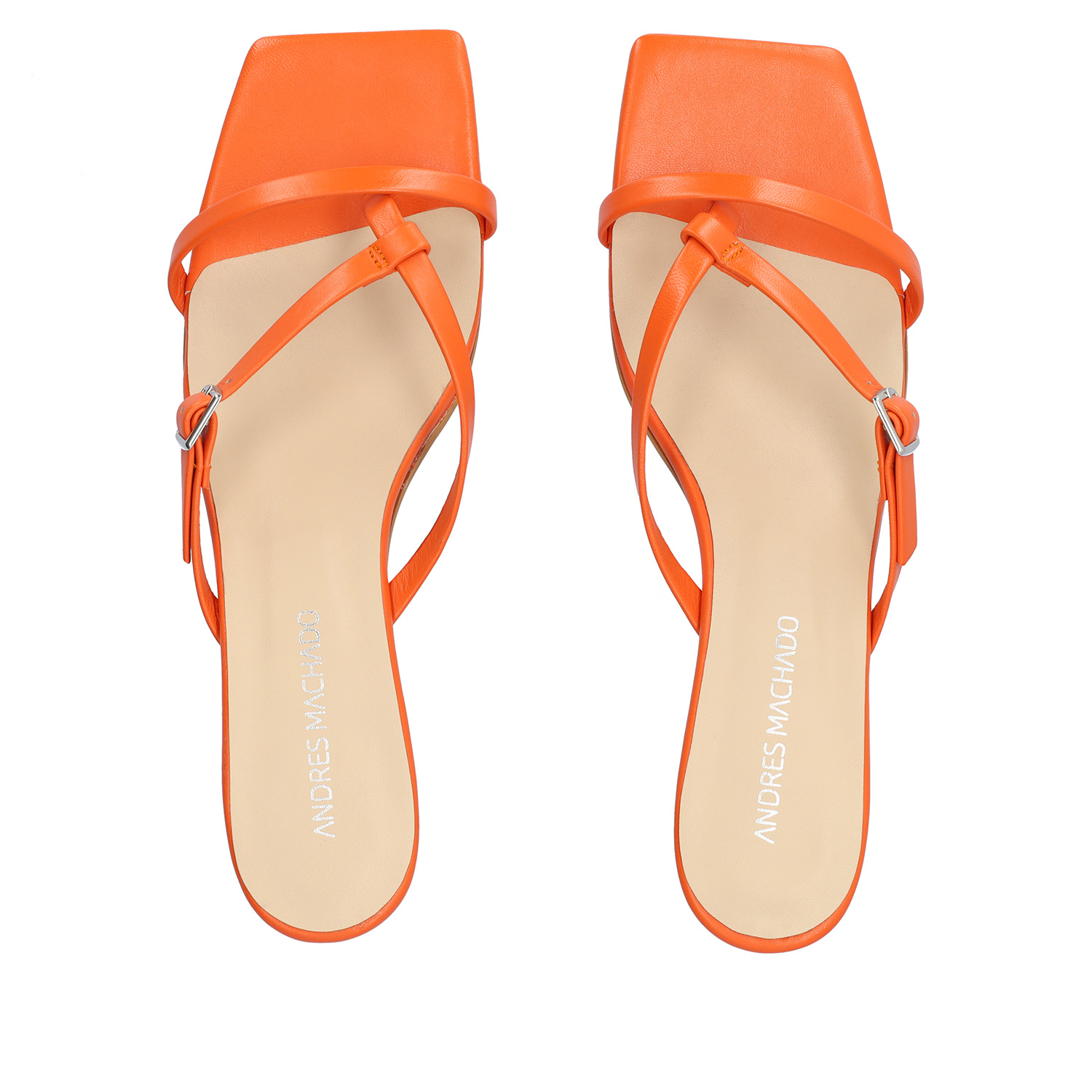 Sandale à talon Orange en cuir 