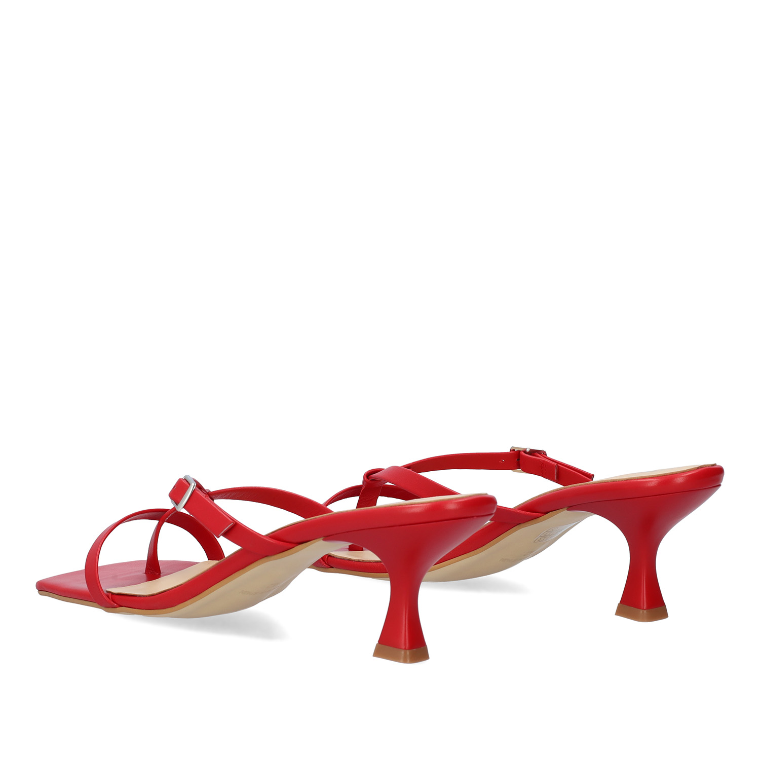 Red leather heeled sandals 