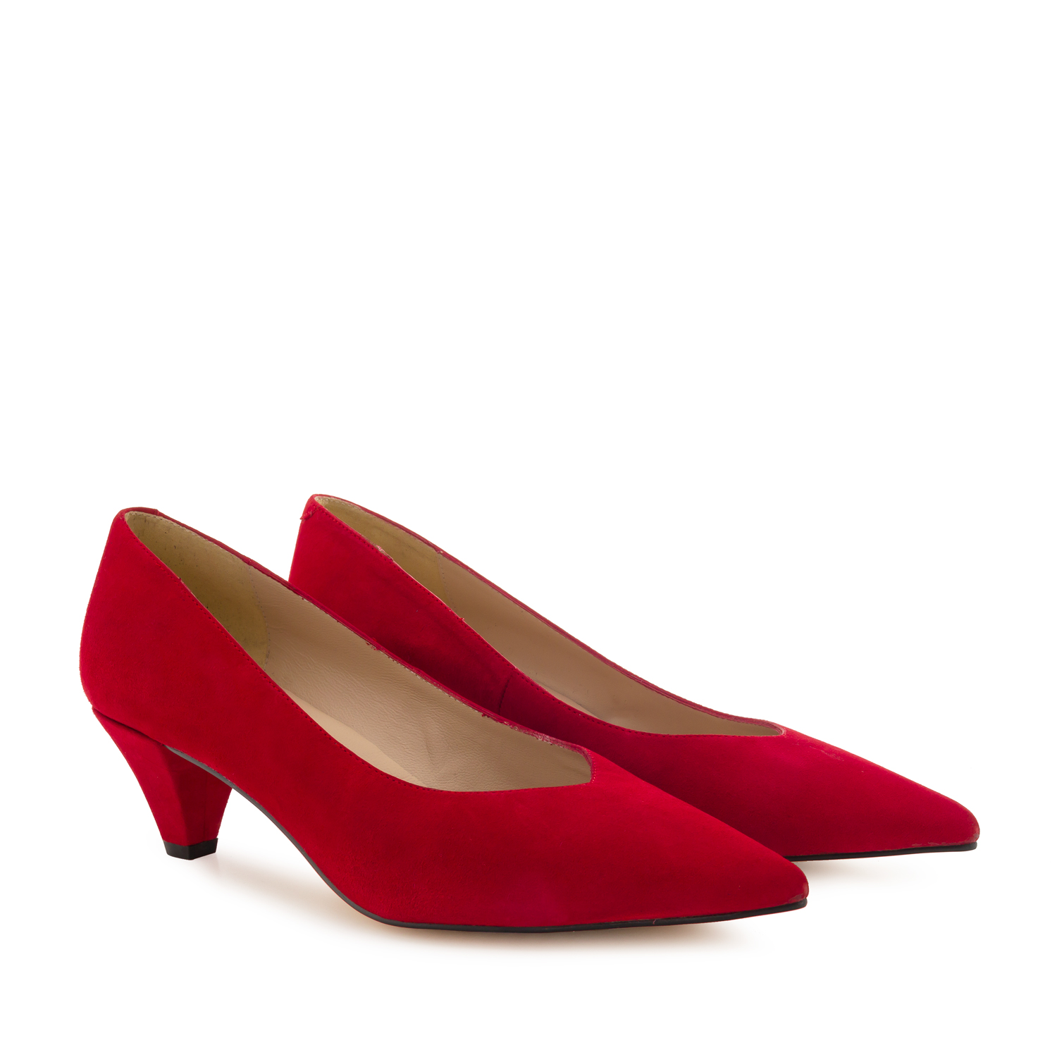 Fine Tip Red Suede Court Shoes 