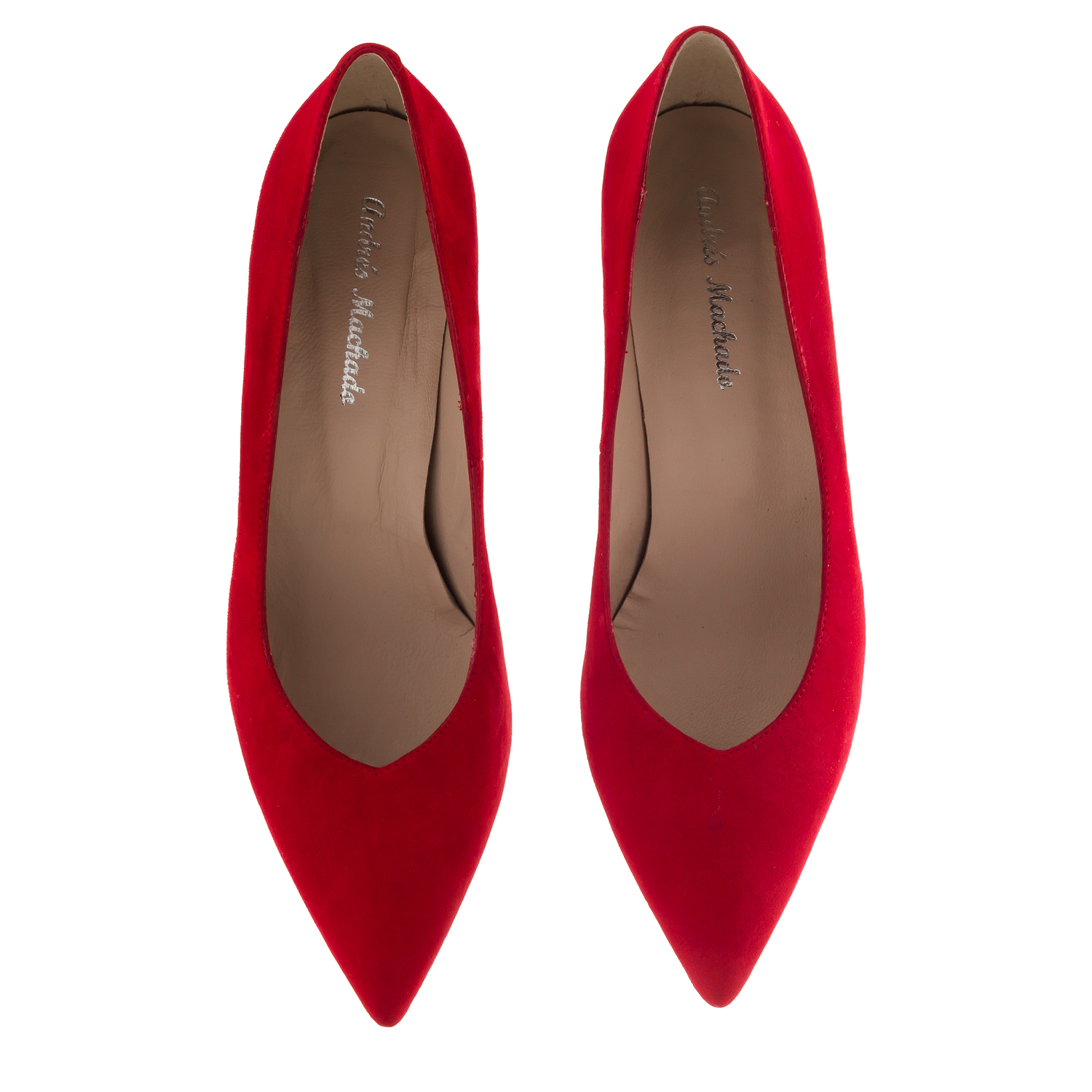 Fine Tip Red Suede Court Shoes 