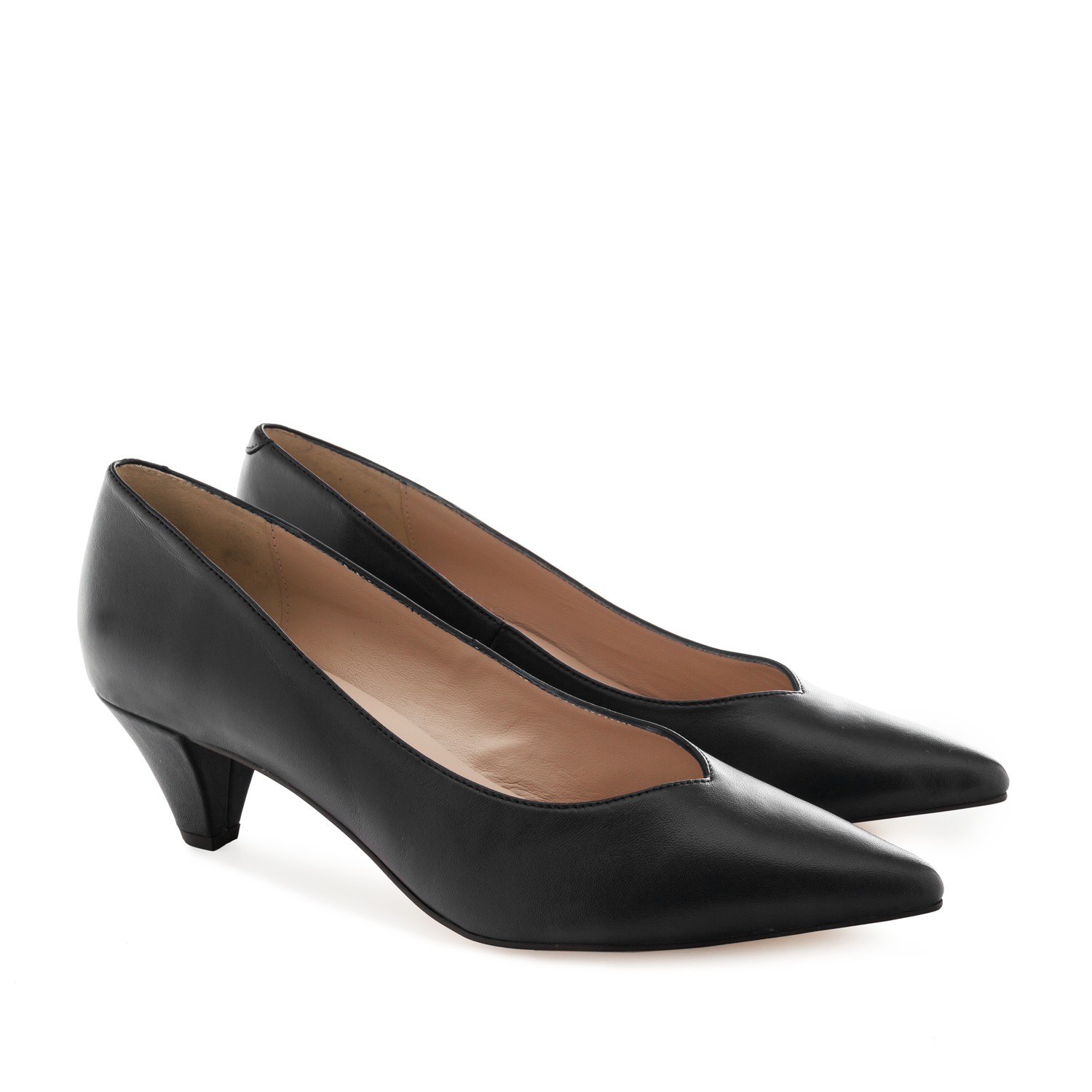 Fine Tip Black Nappa Leather Court Shoes 