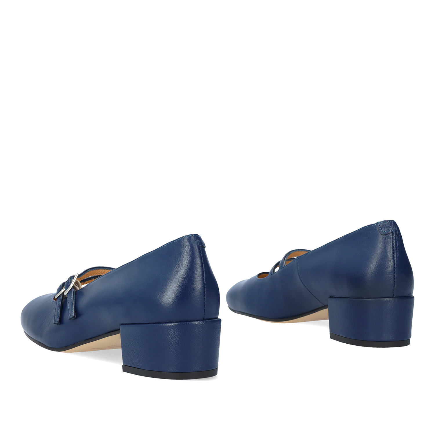 Navy leather heeled shoe 