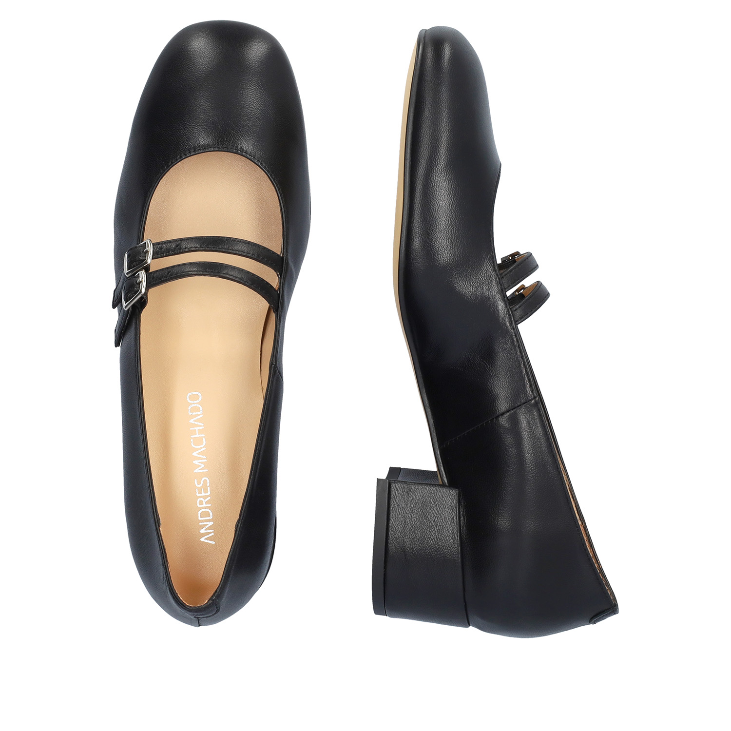 Black leather heeled shoe 