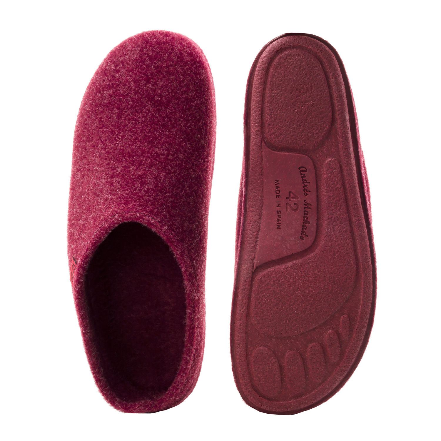 Very comfortable Burgundy Felt Slippers with footbed 