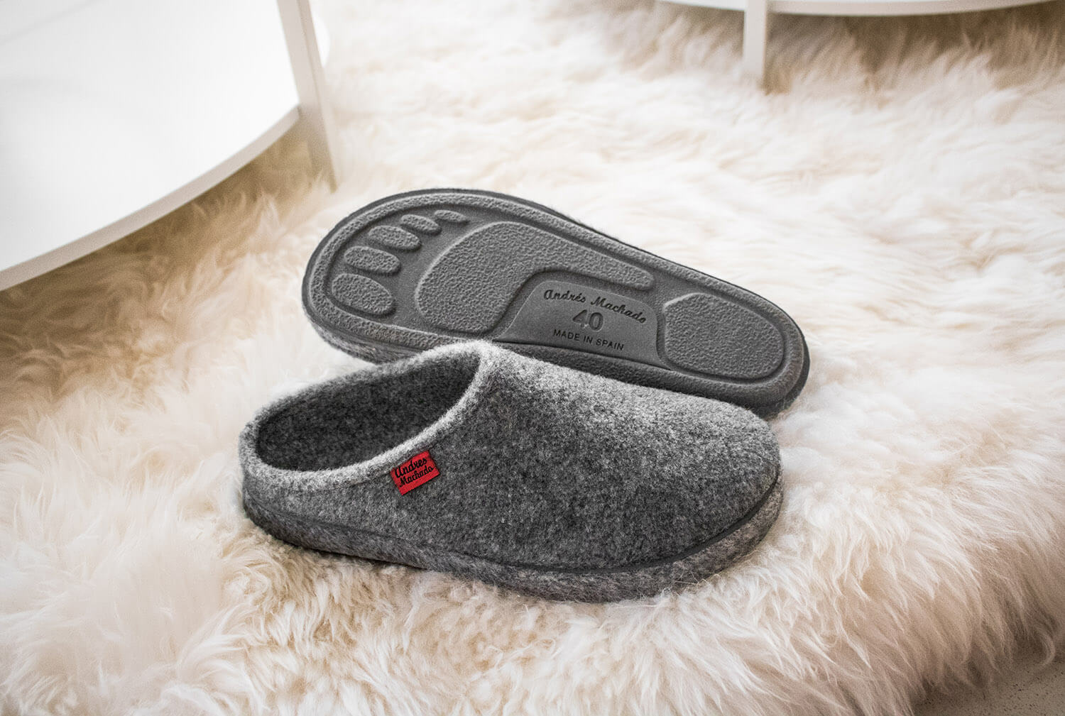 Very comfortable Grey Felt Slippers with footbed 