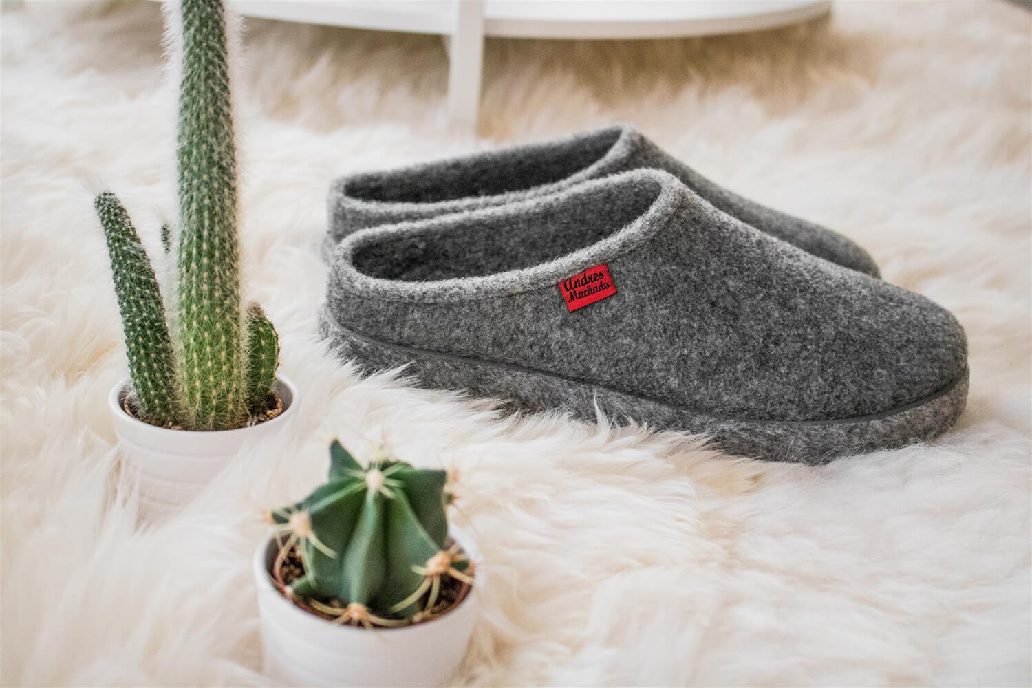 Very comfortable Grey Felt Slippers with footbed 
