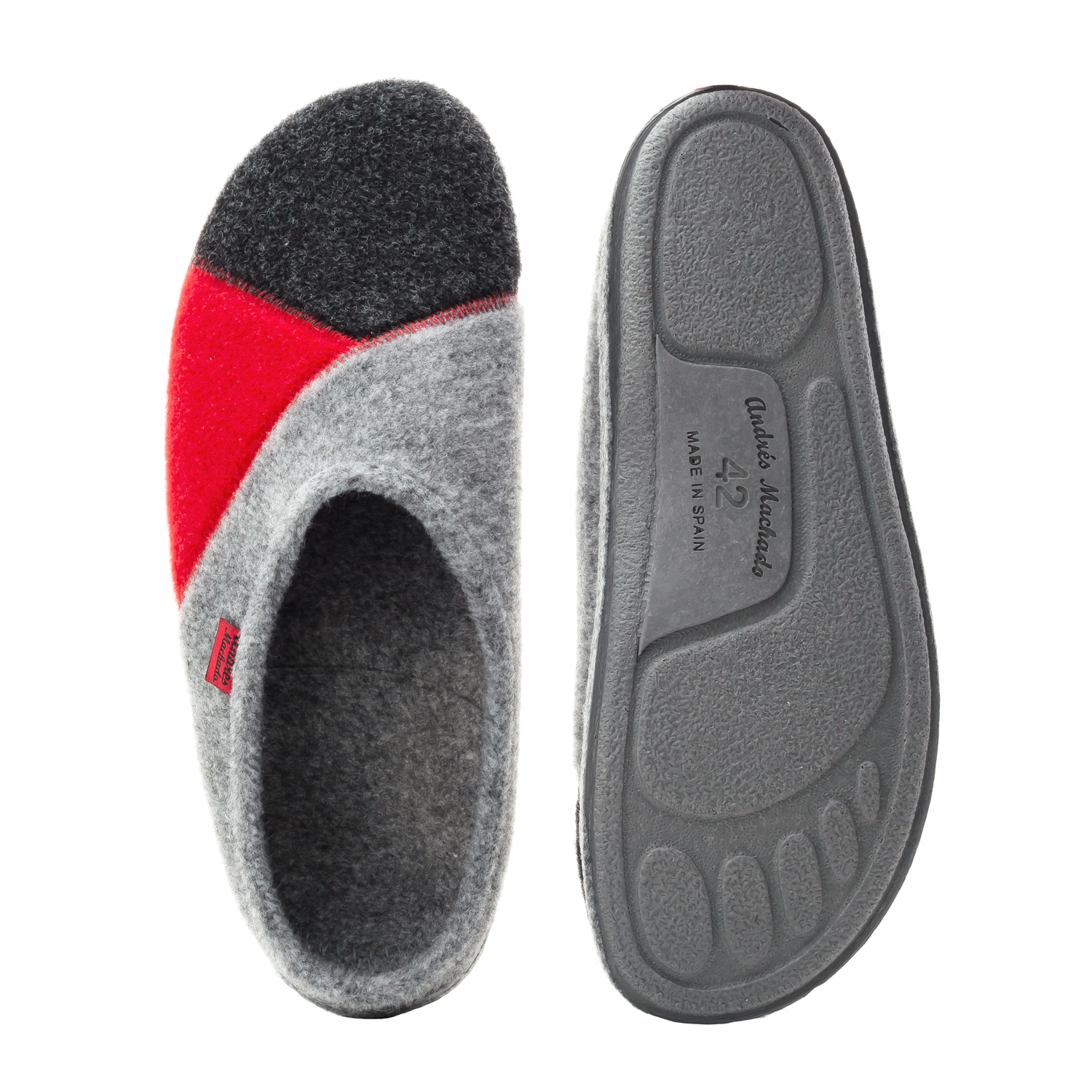Multicoloured Grey and Red Alpine Slippers 