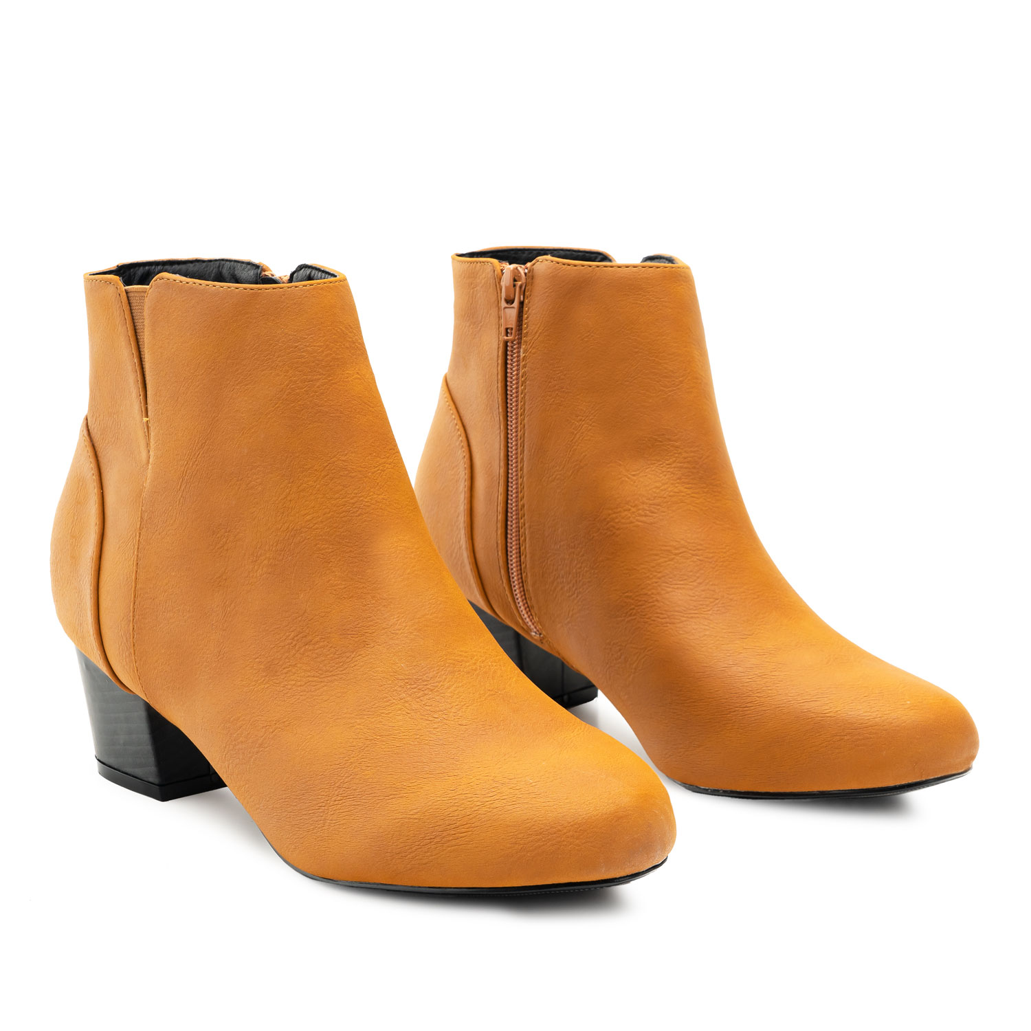 Camel Faux Soft Leather Booties 