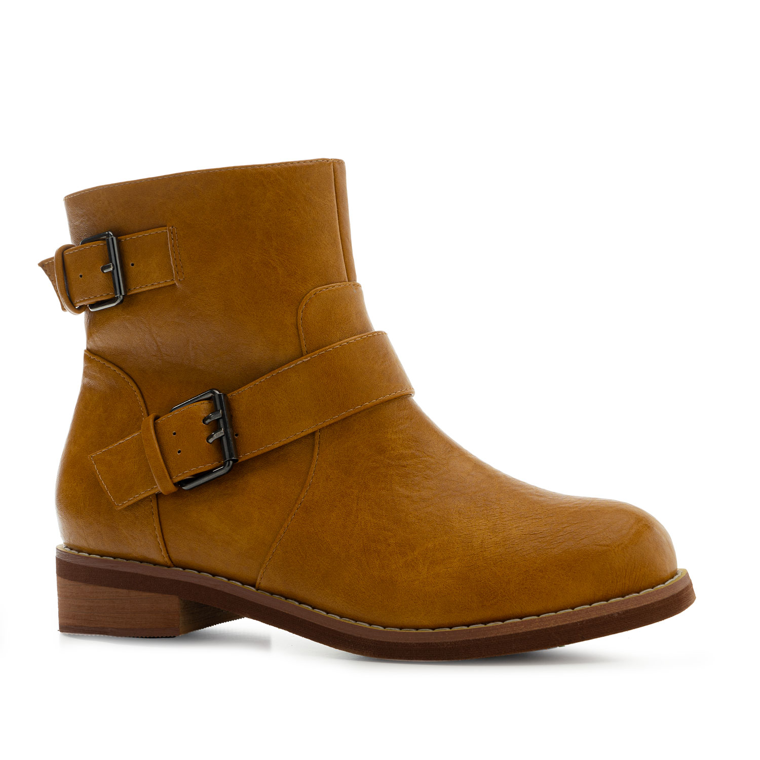 Biker Boots in Camel faux Leather 