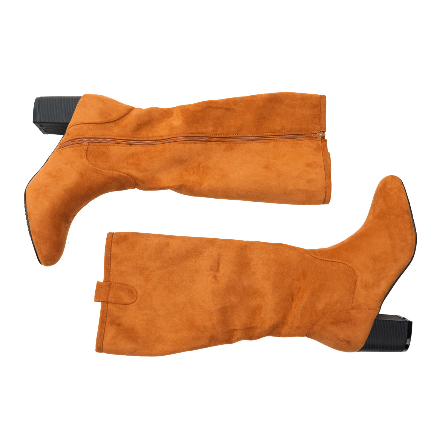 High Calf Boots in Camel Suedette 