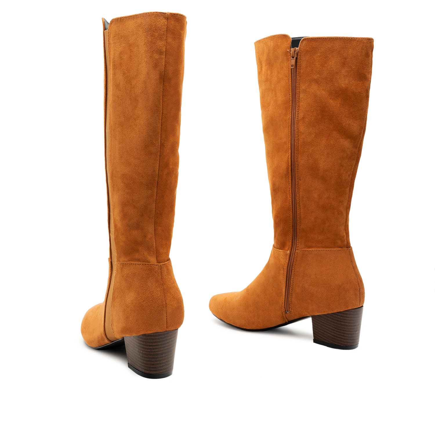Mid-Calf Boots in Camel Suedette 