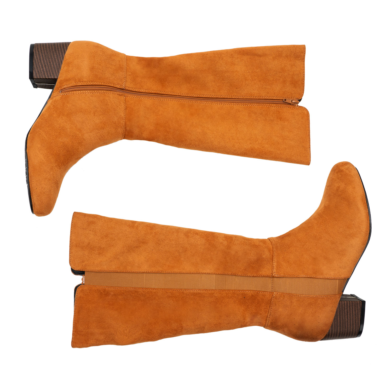 Mid-Calf Boots in Camel Suedette 