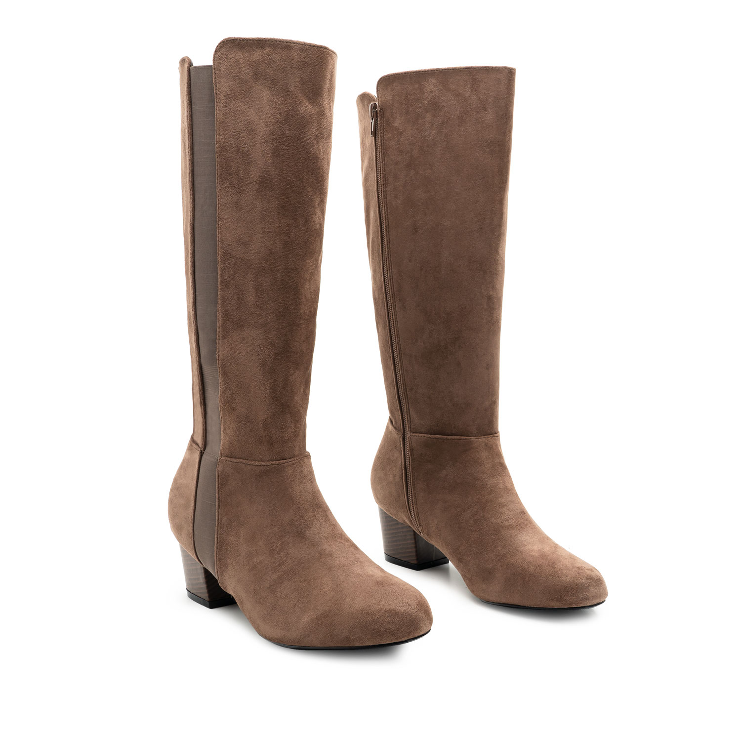 Mid-Calf Boots in Taupe Suedette 